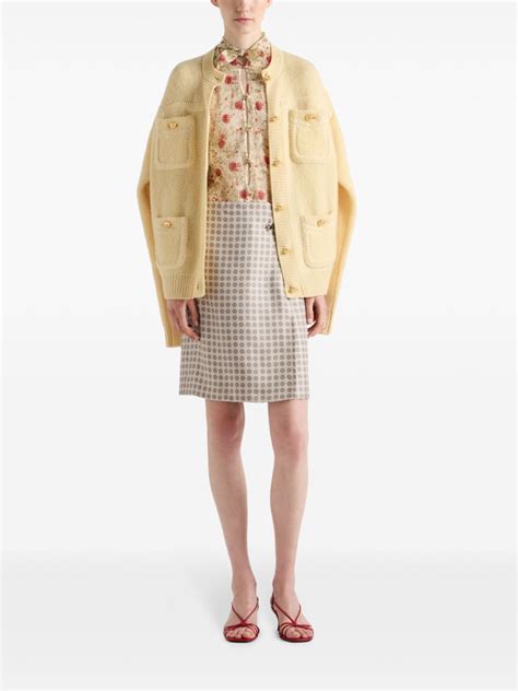 prada wool & silk dress gold or yellow|farfetch Prada sweaters.